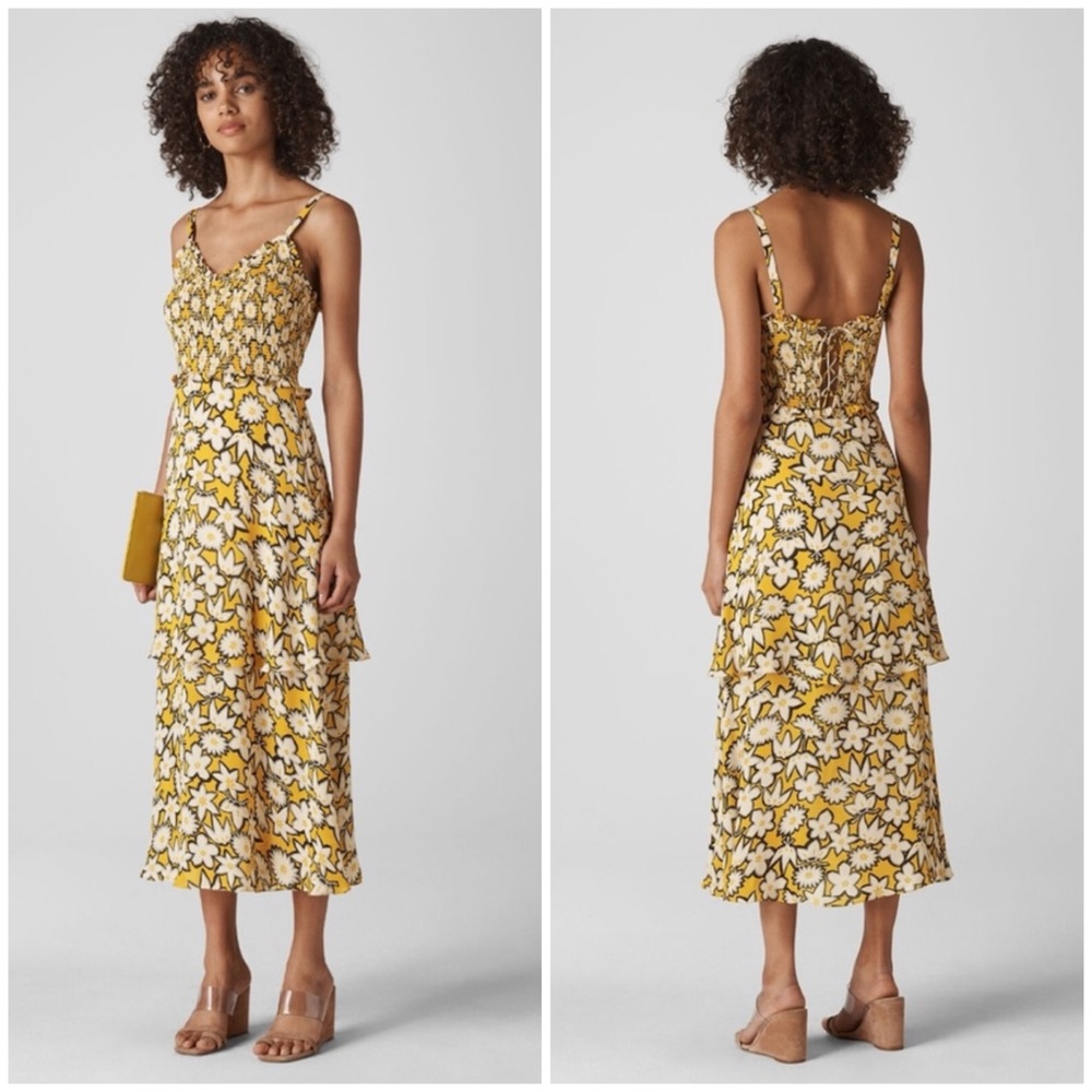 Whistles Nyla Floral Print Silk Dress Size 6